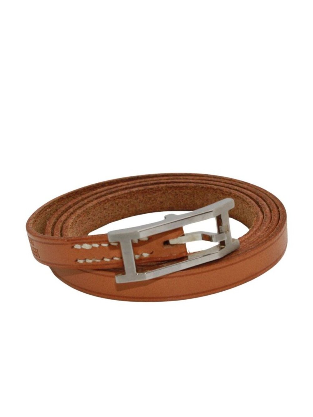 Hermes Bracelet Hapi 3 Leather Brown Silver Belt Type Simple